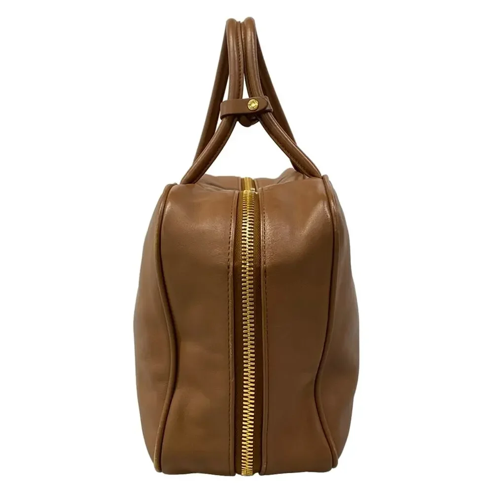 Miu Miu Leather Bow Bag Handbag 5BB117 COGNAC (Brown)